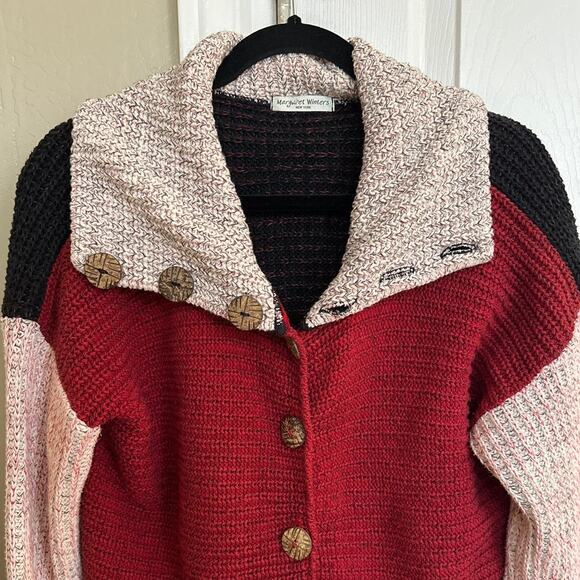 Margaret Winters New York Artistic Patchwork Cardigan Made in USA Medium - Picture 2 of 7